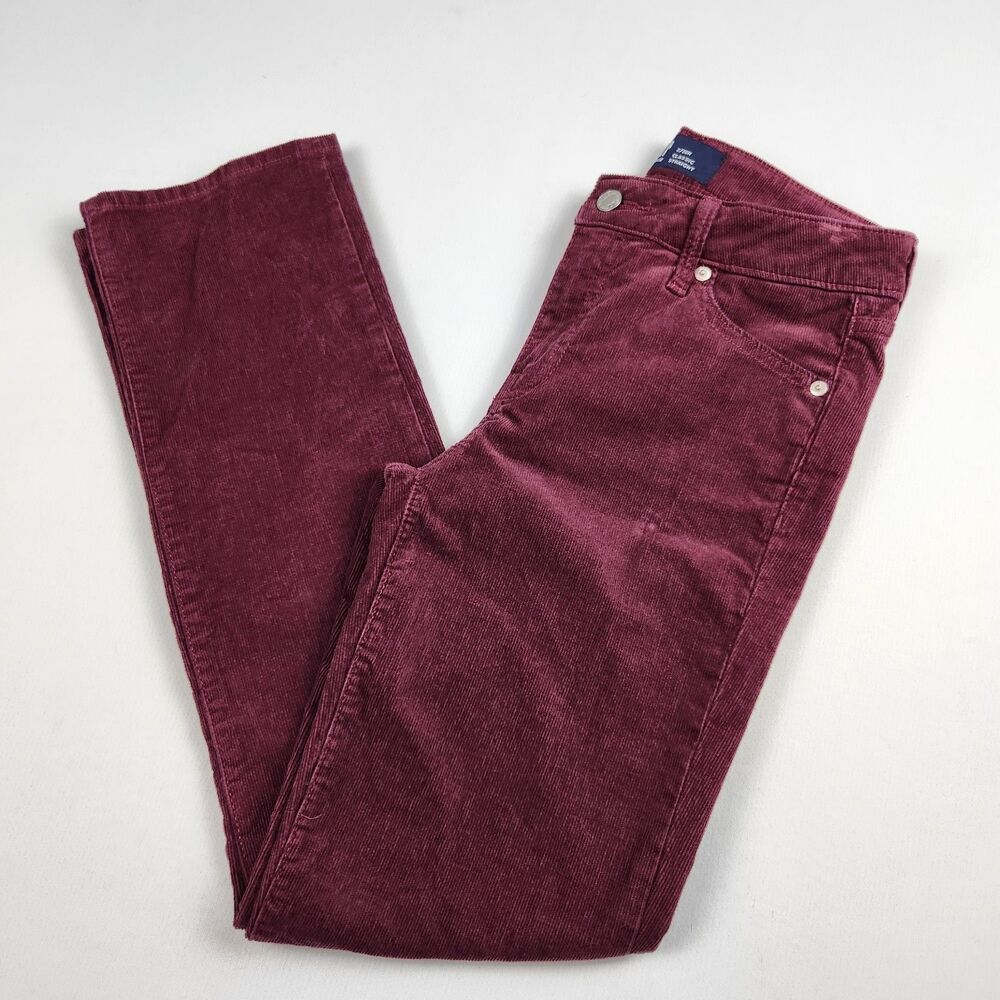 Gap Burgundy Corduroy Pants Straight Leg Womens 2 Fall Autumn Fine Wale Mid-Rise